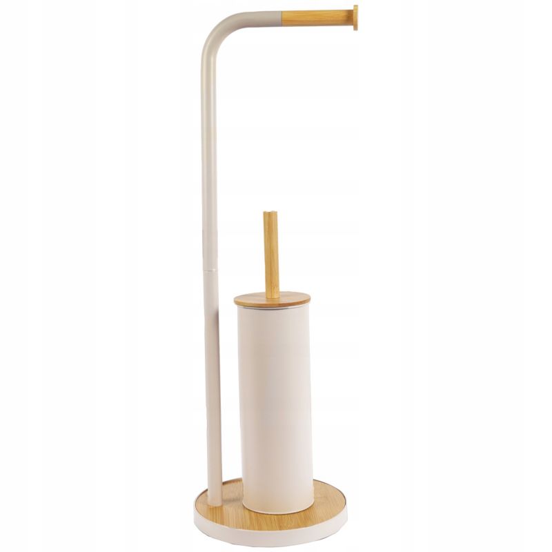 Toiletpapirstativ med WC-børste Beige Bambus 65,3 cm