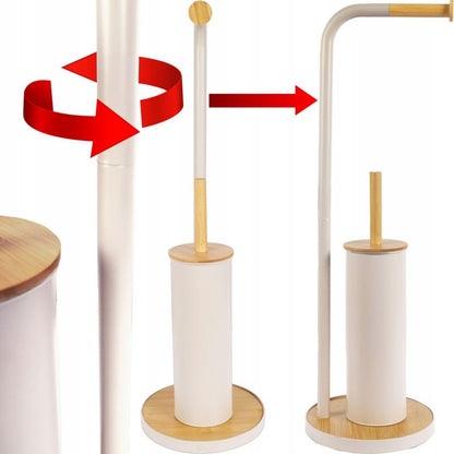 Toiletpapirstativ med WC-børste Beige Bambus 65,3 cm