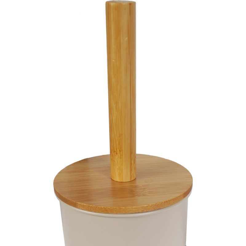 Toiletpapirstativ med WC-børste Beige Bambus 65,3 cm