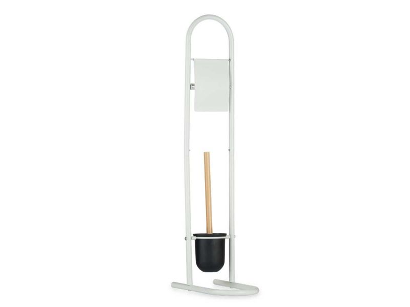 Toiletpapirstativ med toiletbørste Hvid 81 cm