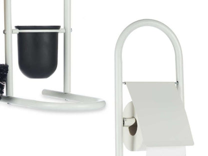 Toiletpapirstativ med toiletbørste Hvid 81 cm