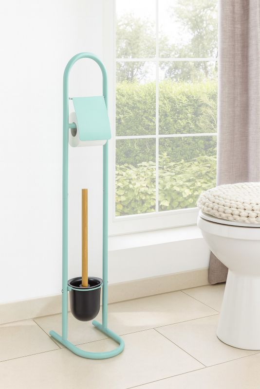 Toiletpapirholder med Toiletbørste Mint 81 cm Stål