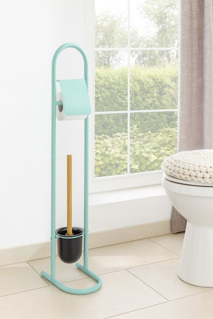 Toiletpapirholder med Toiletbørste Mint 81 cm Stål