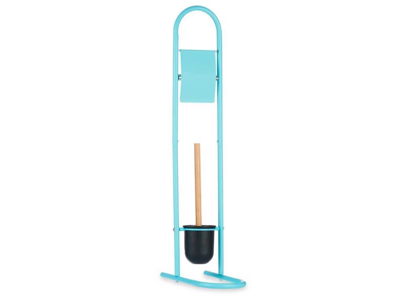 Toiletpapirholder med Toiletbørste Blå 81 cm 1 sæt