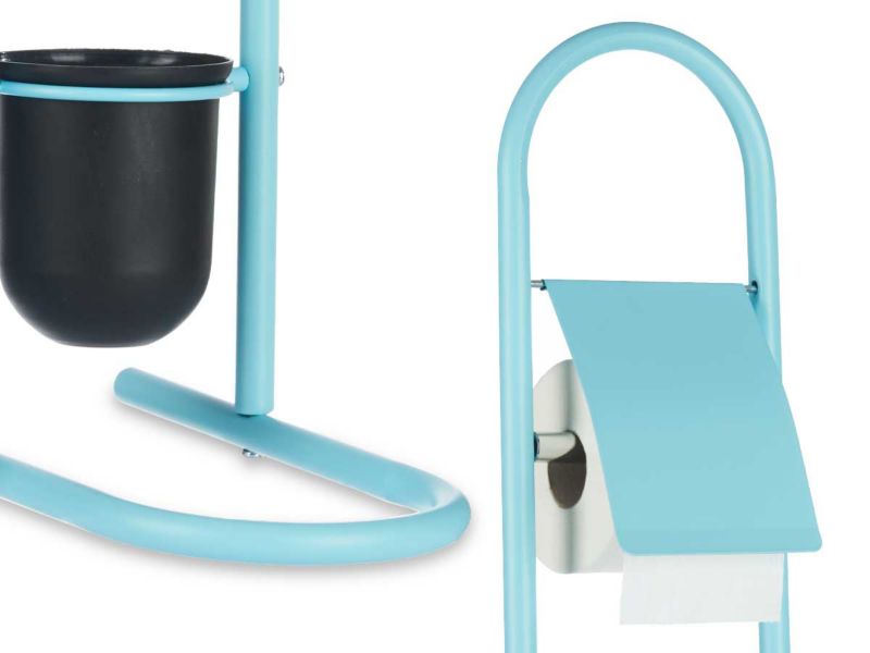 Toiletpapirholder med Toiletbørste Blå 81 cm 1 sæt