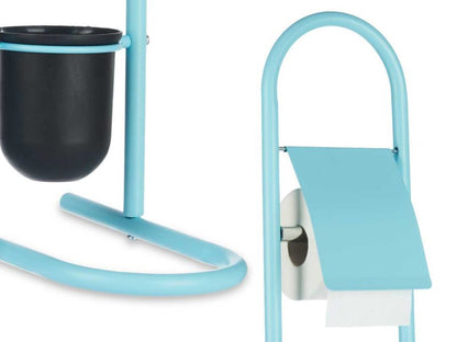 Toiletpapirholder med Toiletbørste Blå 81 cm 1 sæt