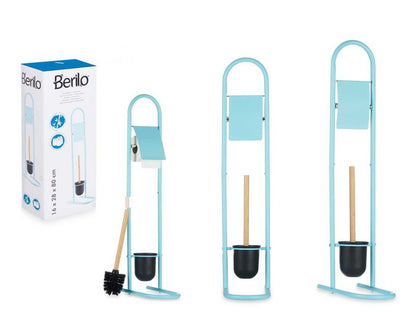 Toiletpapirholder med Toiletbørste Blå 81 cm 1 sæt