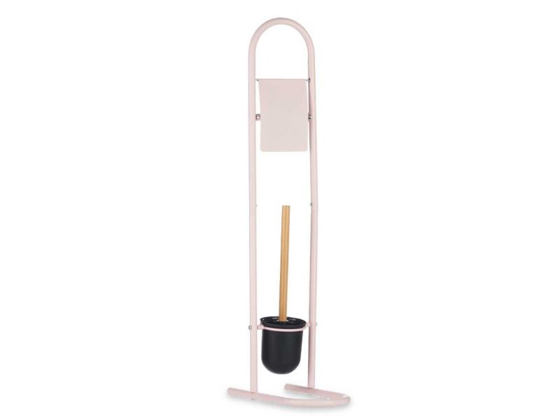 Toiletpapirholder med Toiletbørste 81 cm Rosa 1 sæt
