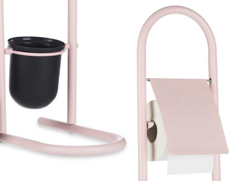 Toiletpapirholder med Toiletbørste 81 cm Rosa 1 sæt