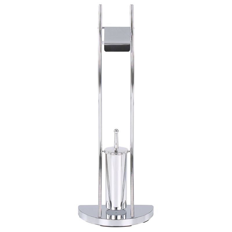 Toiletpapirholder med Børste Soacha Sølv 33x33x92 cm