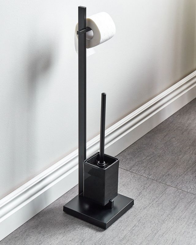 Toiletpapirholder med Toiletbørste Ulapes Metal Sort 1 stk.