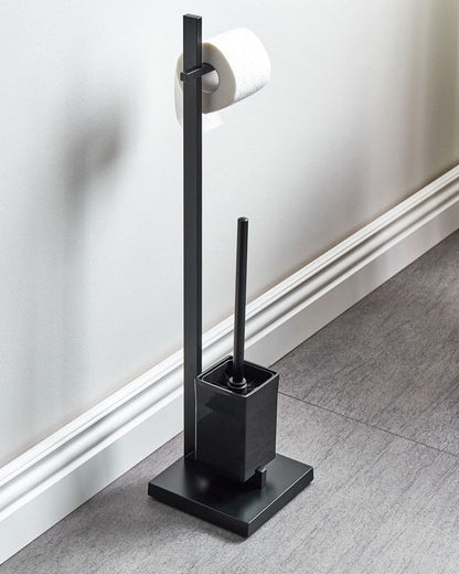 Toiletpapirholder med Toiletbørste Ulapes Metal Sort 1 stk.