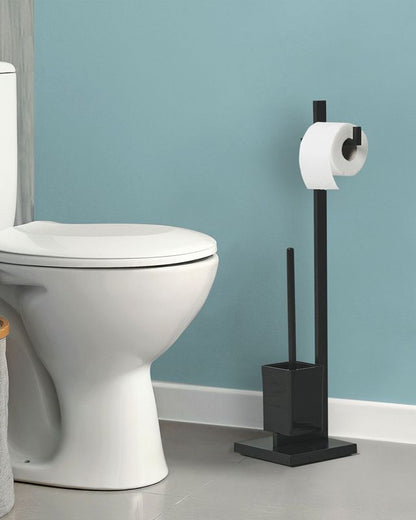 Toiletpapirholder med Toiletbørste Ulapes Metal Sort 1 stk.