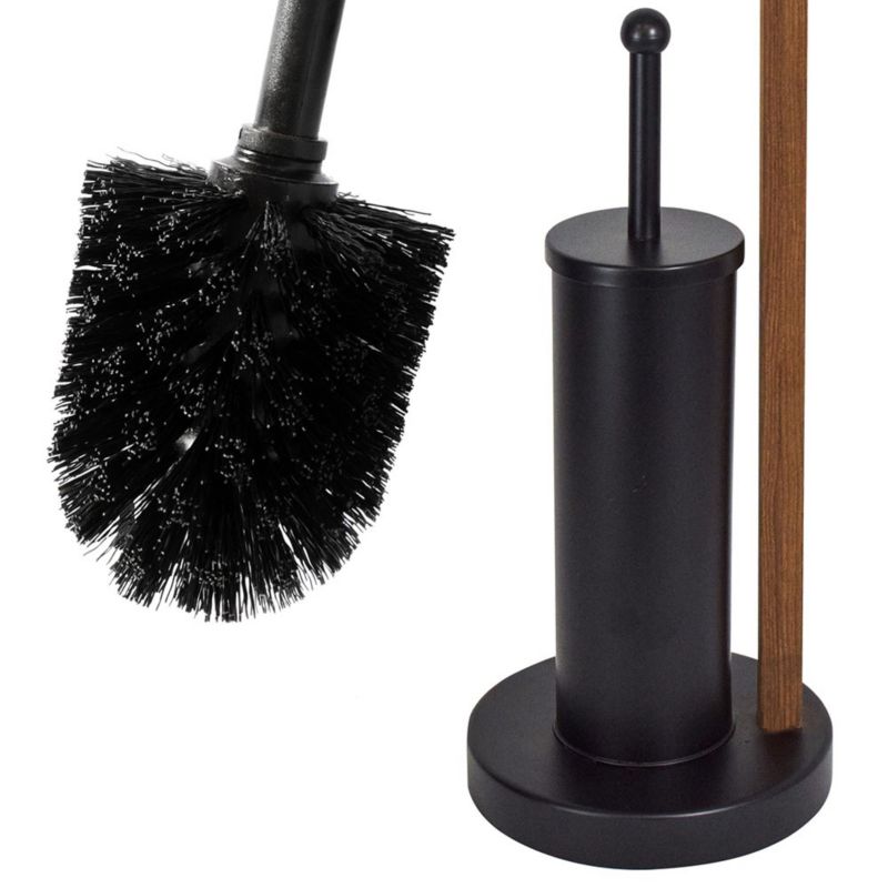 Toiletpapirholder med WC-børste Fritstående Stål Sort 72 cm