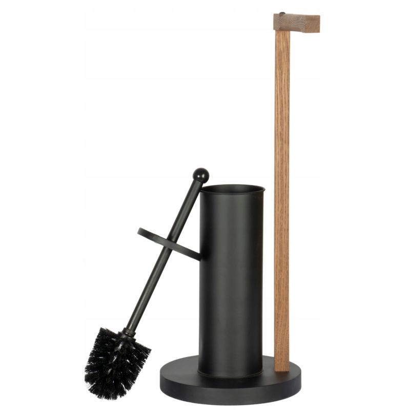 Toiletpapirholder med WC-børste Fritstående Stål Sort 72 cm