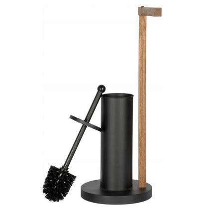 Toiletpapirholder med WC-børste Fritstående Stål Sort 72 cm