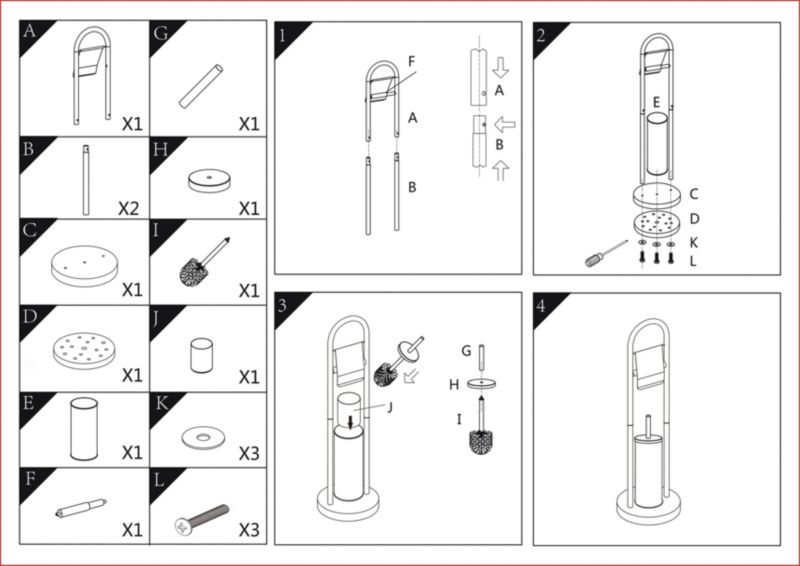 Toiletpapirholder med WC-børste Sepio 101 Sølv 80 cm
