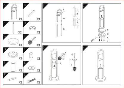 Toiletpapirholder med WC-børste Sepio 101 Sølv 80 cm