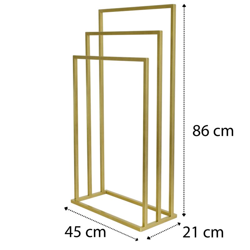 Håndklædestativ med 3 arme 45x21x86 cm Guld | 5905923651795