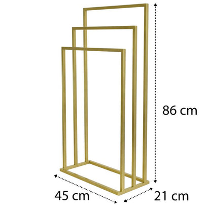 Håndklædestativ med 3 arme 45x21x86 cm Guld | 5905923651795