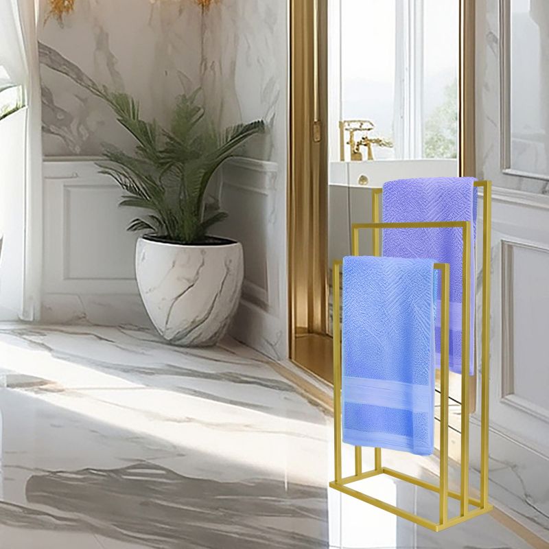 Håndklædestativ med 3 arme 45x21x86 cm Guld | 5905923651795