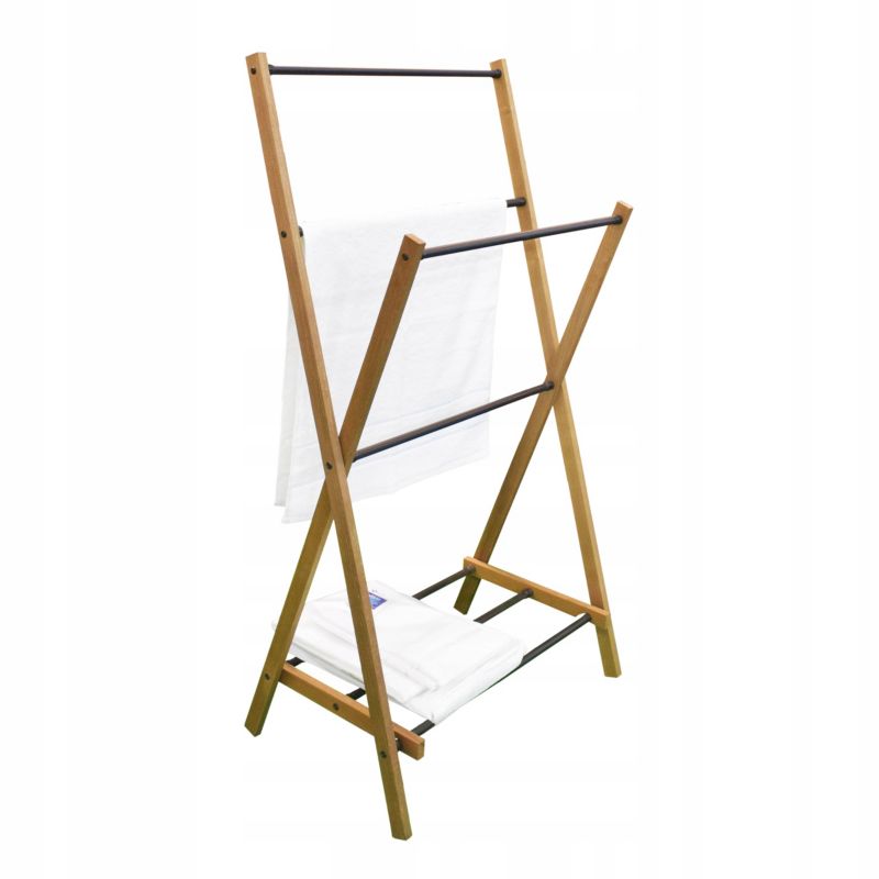 Sammenklappeligt Håndklædestativ i Træ og Stål 57,5x35x103 cm Brun