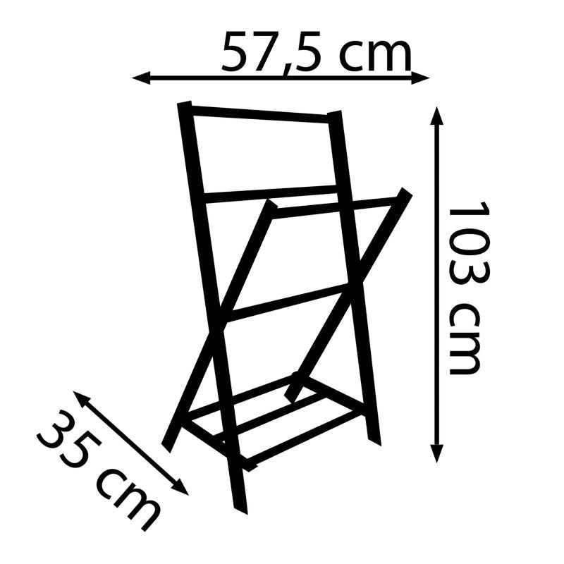 Sammenklappeligt Håndklædestativ i Træ og Stål 57,5x35x103 cm Brun