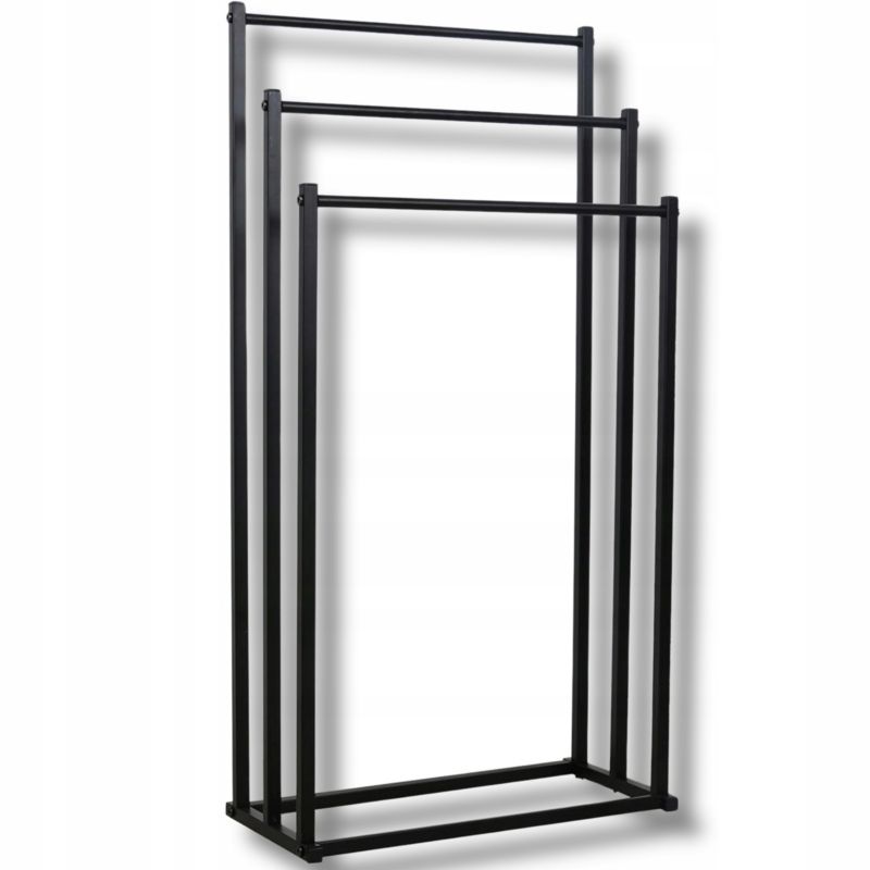 Stående Håndklædestativ Metal Sort 3 Niveauer 44x21x86 cm