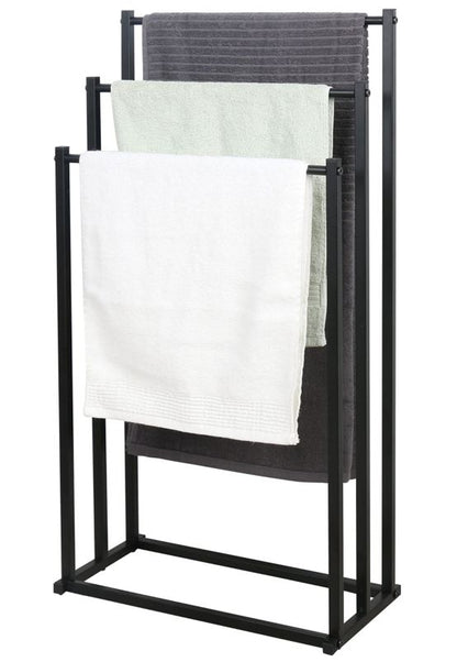 Stående Håndklædestativ Metal Sort 3 Niveauer 44x21x86 cm