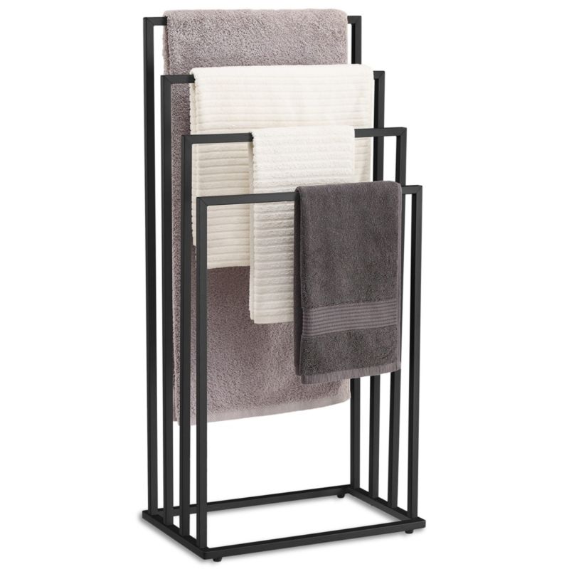 Håndklædeholder med 4 stænger 45x29x93,5 cm Sort