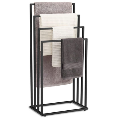 Håndklædeholder med 4 stænger 45x29x93,5 cm Sort