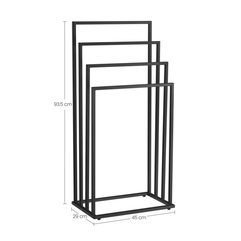 Håndklædeholder med 4 stænger 45x29x93,5 cm Sort