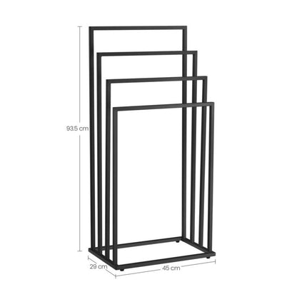 Håndklædeholder med 4 stænger 45x29x93,5 cm Sort