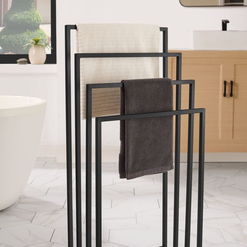 Håndklædeholder med 4 stænger 45x29x93,5 cm Sort