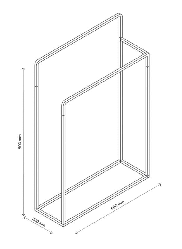 Fritstående Håndklædestativ 60x20x90 cm Sort Mat Stål