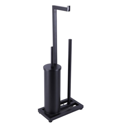 Toiletpapirholder med WC-børste 3-i-1 Sort Mat Stål 60,5 cm