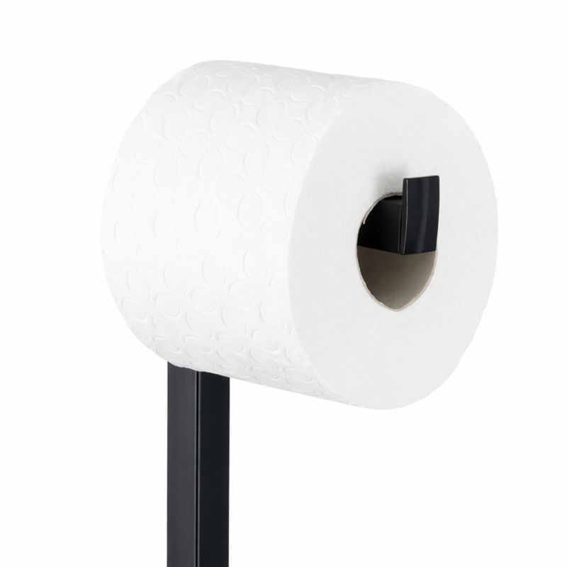 Toiletpapirholder med WC-børste 3-i-1 Sort Mat Stål 60,5 cm