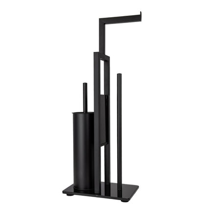 Toiletpapirstativ med WC-børste og Holder Sort 23,5 x 15,5 x 62 cm