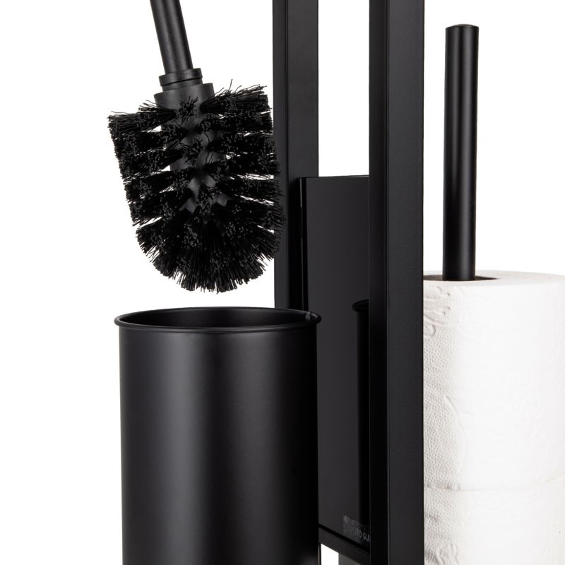 Toiletpapirstativ med WC-børste og Holder Sort 23,5 x 15,5 x 62 cm