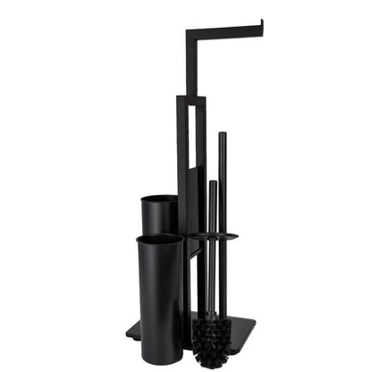 Toiletpapirstativ med WC-børste og Holder Sort 23,5 x 15,5 x 62 cm