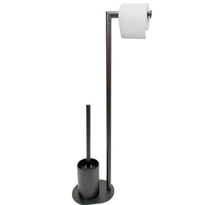 Gulvstativ til Toiletpapir og Toiletbørste 3-i-1 Sort Mat 67 cm