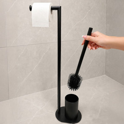 Gulvstativ til Toiletpapir og Toiletbørste 3-i-1 Sort Mat 67 cm