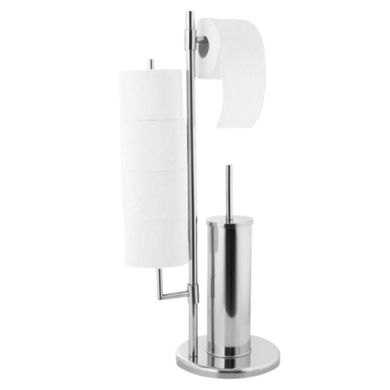 Toiletstativ 3-i-1 Rund Krom Stål 71 cm Høj