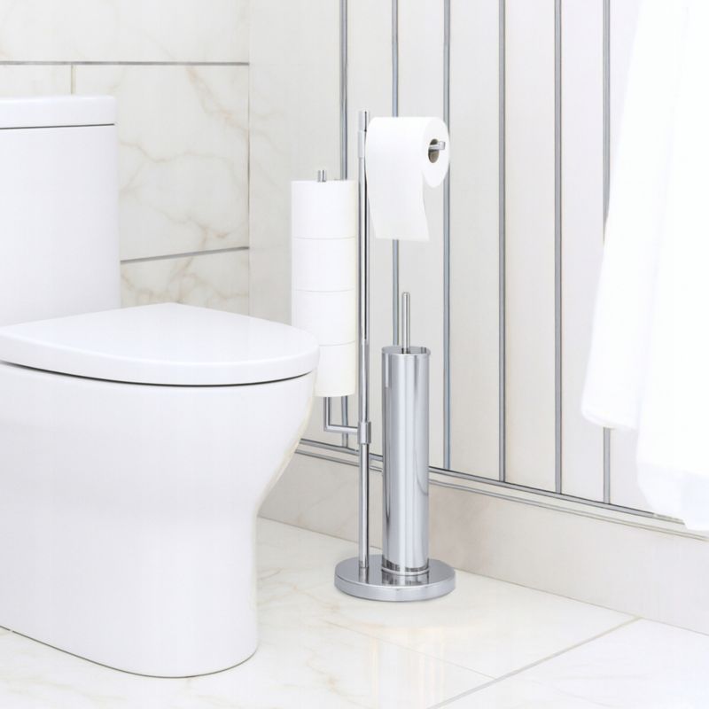 Toiletstativ 3-i-1 Rund Krom Stål 71 cm Høj
