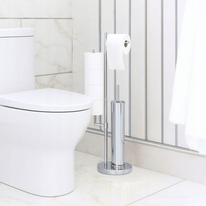 Toiletstativ 3-i-1 Rund Krom Stål 71 cm Høj