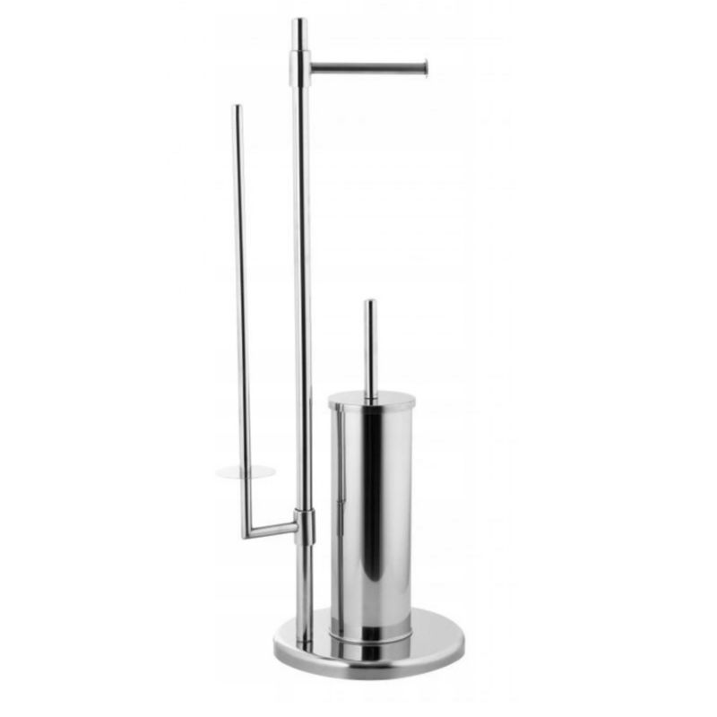 Toiletstativ 3-i-1 Rund Krom Stål 71 cm Høj