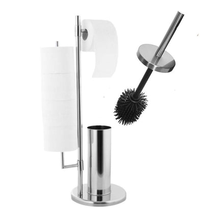Toiletstativ 3-i-1 Rund Krom Stål 71 cm Høj