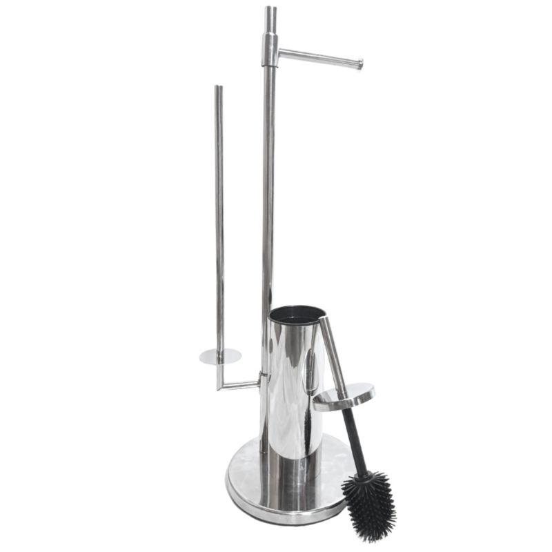 Toiletstativ 3-i-1 Rund Krom Stål 71 cm Høj