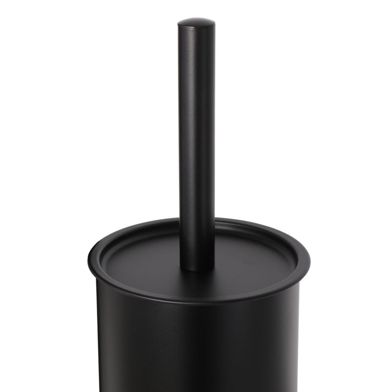 Fritstående Toiletbørsteholder med Papirholder Sort 61,5 cm