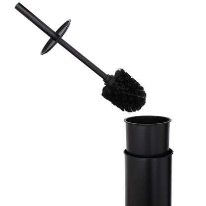 Fritstående Toiletbørsteholder med Papirholder Sort 61,5 cm